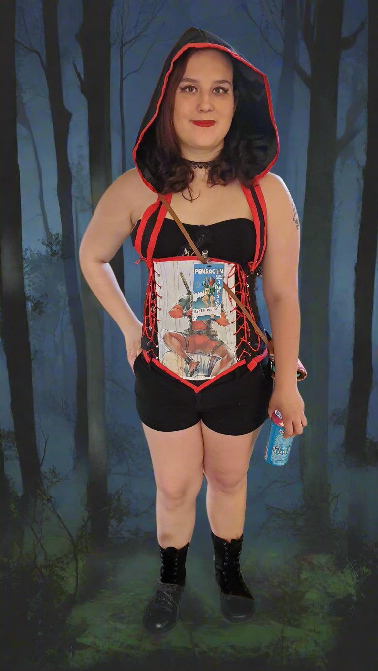 Geek Corset Line: Lace up under bust corset with hood