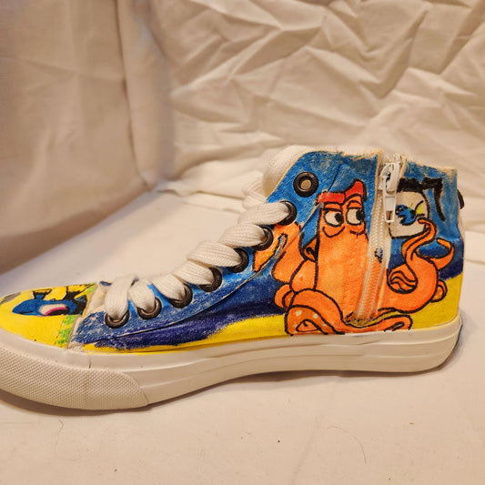 Finding Dory inspired women's hand painted shoes