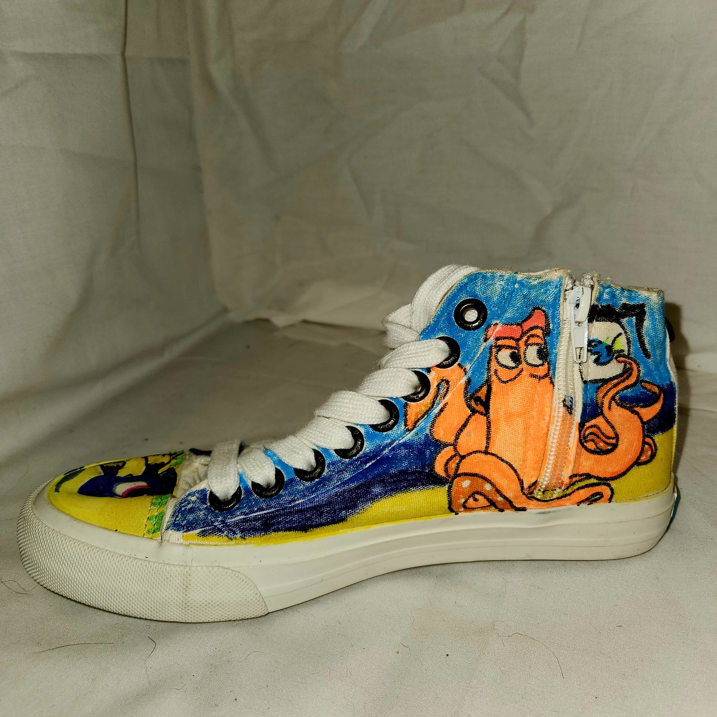 Finding Dory inspired women's hand painted shoes