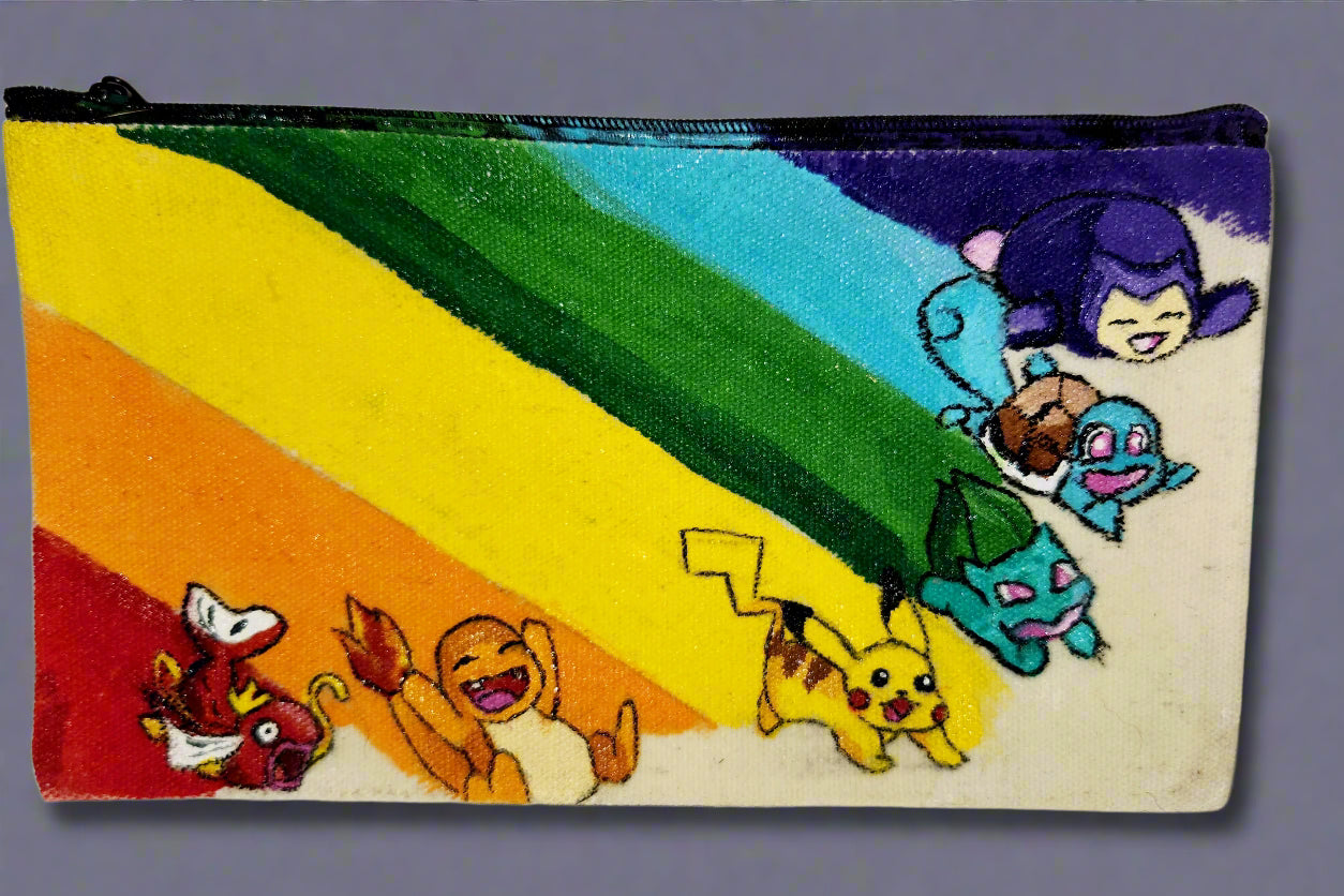Pokémon Rainbow hand painted zipper pouch