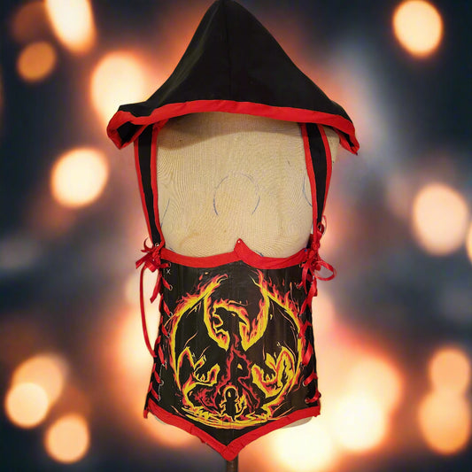 Geek Corset Line: Lace up under bust corset with hood
