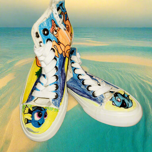 Finding Dory inspired women's hand painted shoes