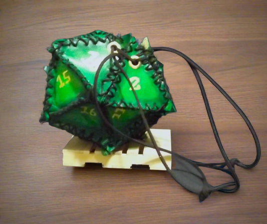 20-sided leather dice bag, hand made