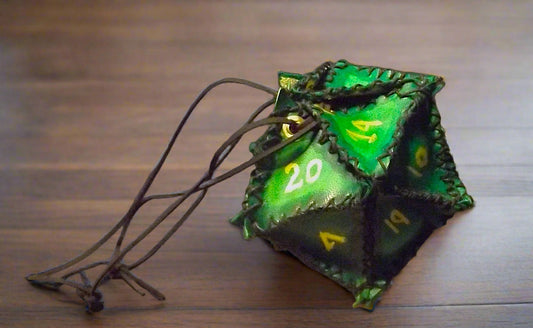 20-sided leather dice bag, hand made